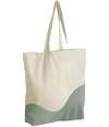 W235 Westford Mill Organic Cotton Wave Print Maxi Tote Bag Natural / Dusty Green colour image
